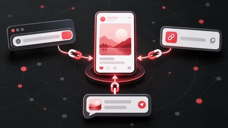 Different full, short, and shared post links converging on the same mobile post